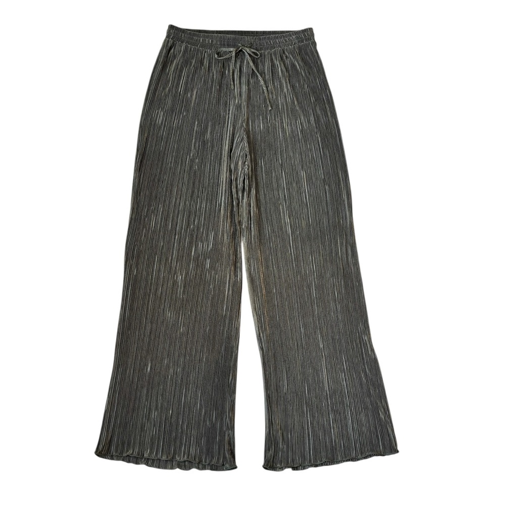 Entro Olive Green Accordion Wide-Leg Pull-on Pants